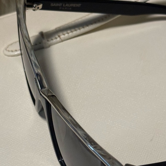 Saint Laurent NWOT Sexy Black Cat-Eye Sunglasses $495 w/ silver accents & case. main image 12